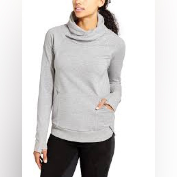 Athleta Track Pullover French Terry Gray Sweatshirt Running Walking medium - Picture 3 of 16